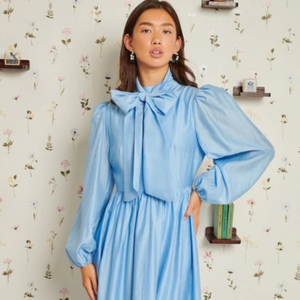 Sister Jane Knickknack Blue Bow Midaxi Dress - Picture 2 of 10